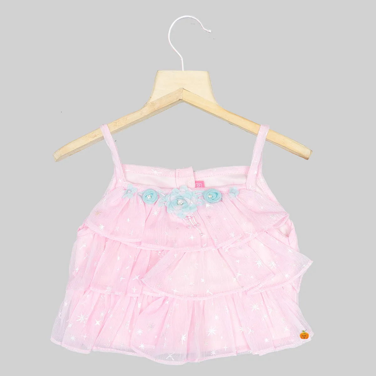 Pink & Peach Layered Skirt Top for Girls