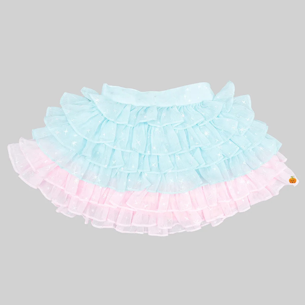 Pink & Peach Layered Skirt Top for Girls