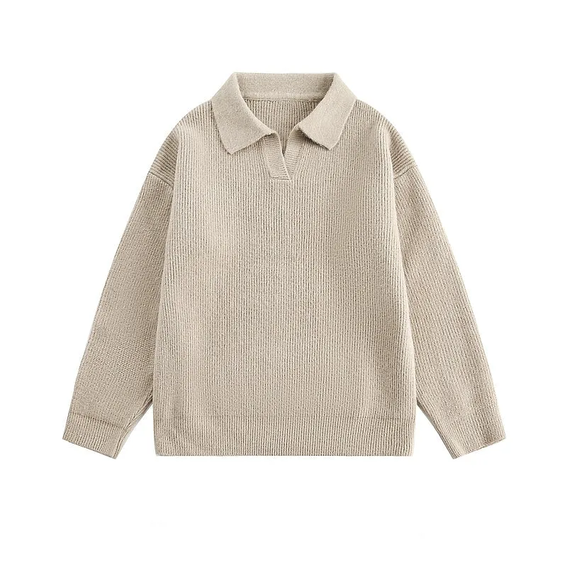 Polo Collar Knit Sweater Pullover