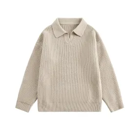 Polo Collar Knit Sweater Pullover