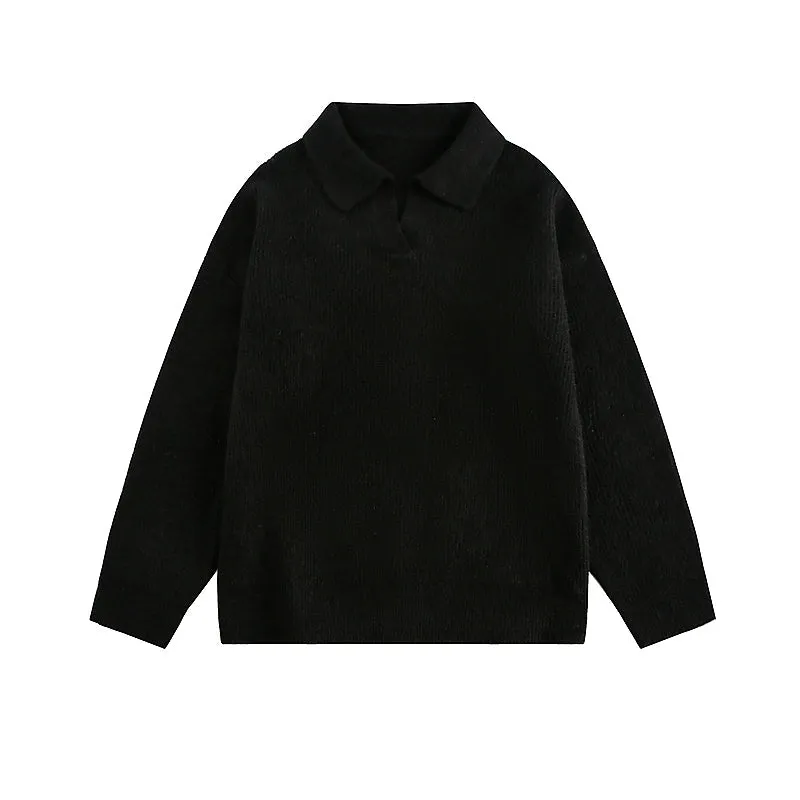 Polo Collar Knit Sweater Pullover