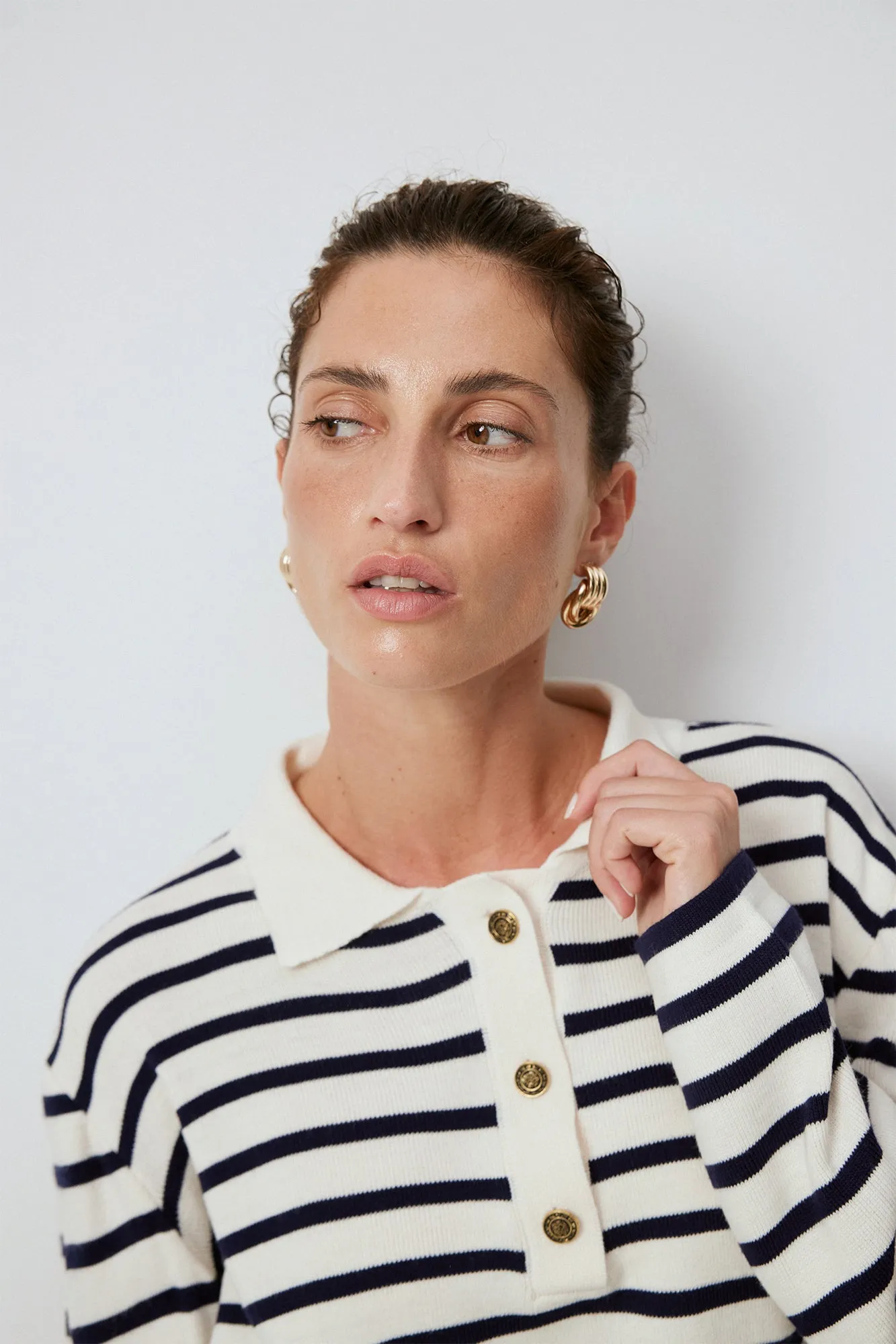 POLO NECK STRIPED SWEATER