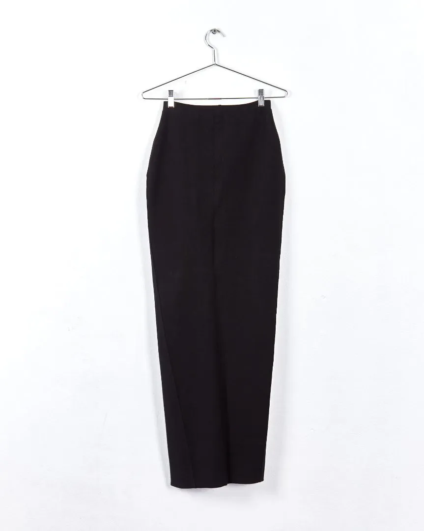 Rick Owens stretch crepe knit ruffle maxi skirt, black, 12