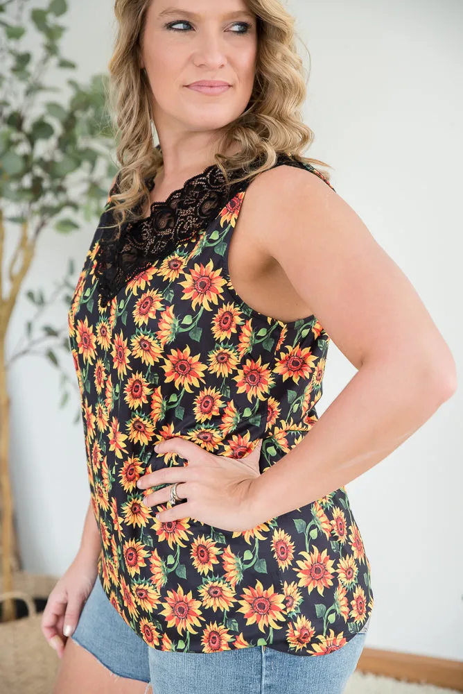 Seeking Sunflowers Lace Tank [Online Exclusive]