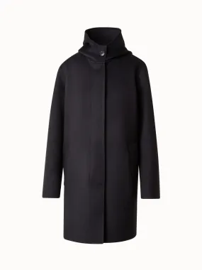 Short 100% Cashmere Coat with Hood