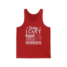 Sorry I can't 🐴 Unisex Jersey Tank