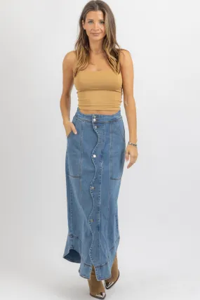SUTTON SCALLOP DENIM SKIRT