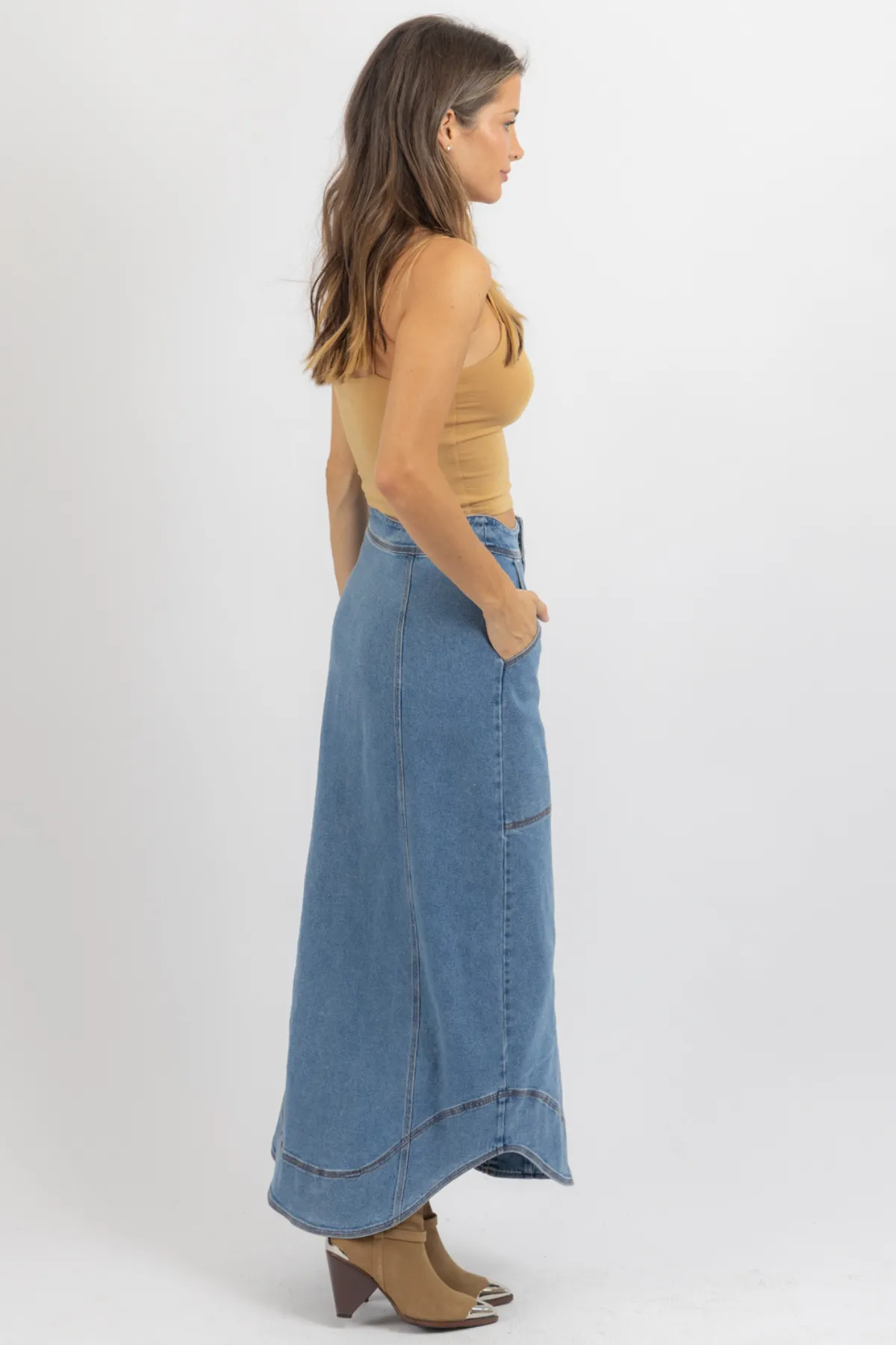 SUTTON SCALLOP DENIM SKIRT