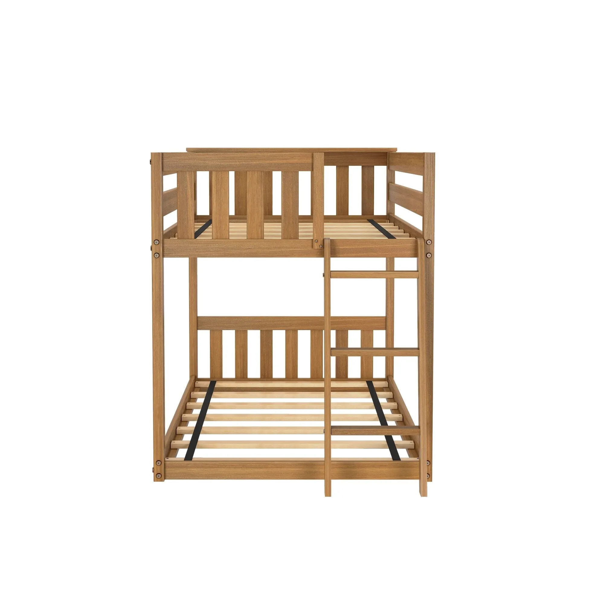 Twin Over Twin Low Bunk Bed With Ladder On End
