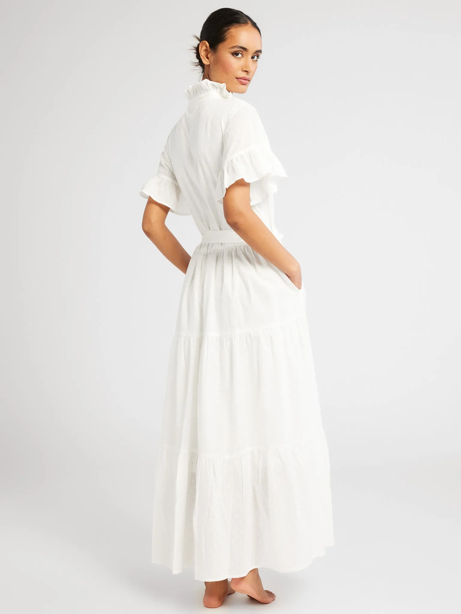 Victoria Dress in Pearl Swiss Dot