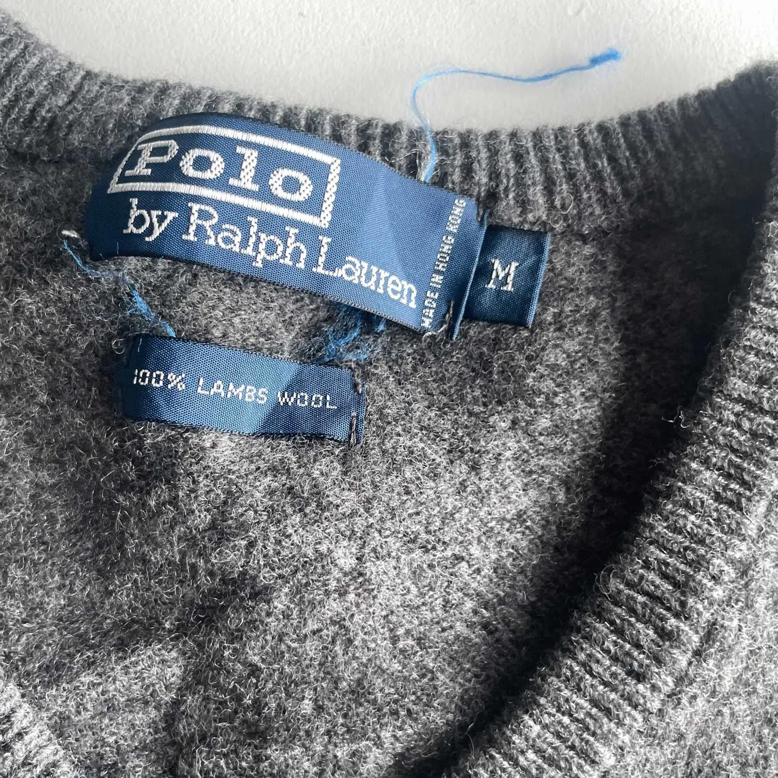 Vintage mens polo ralph lauren 100% Lambs wool grey sleeveless v-neck sweater in M|L 23 W19|SKU 5591