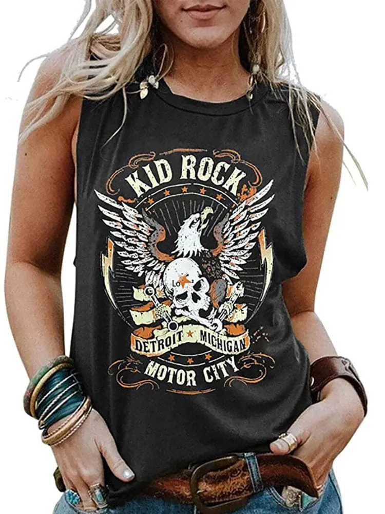 Vintage Retro Rock n Roll Graphic Tank Top