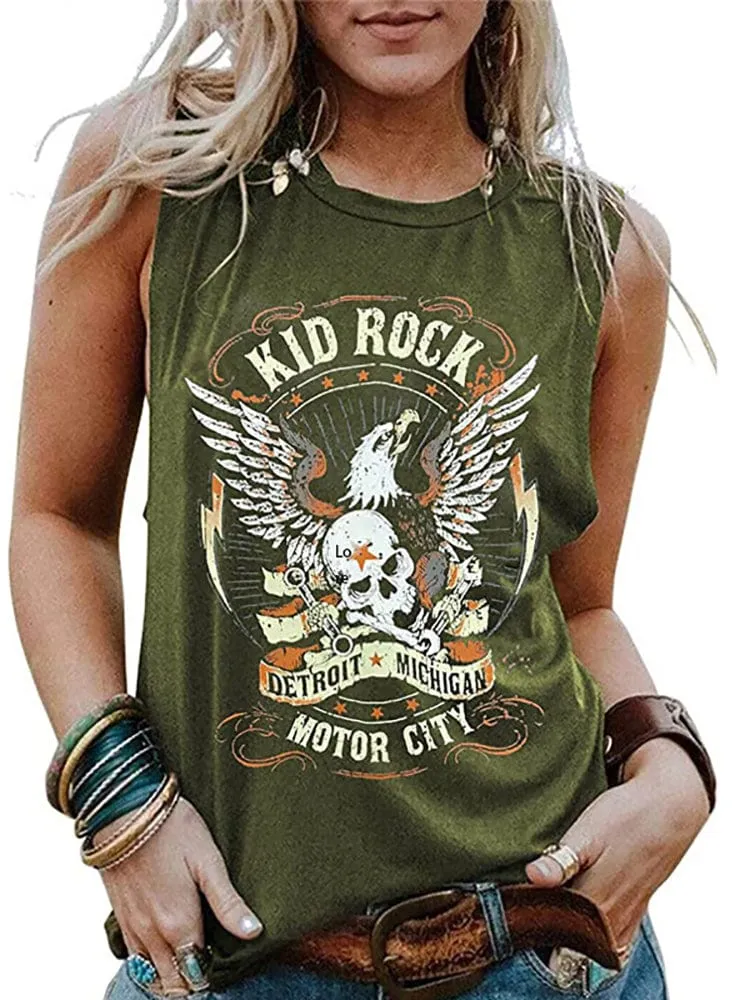 Vintage Retro Rock n Roll Graphic Tank Top