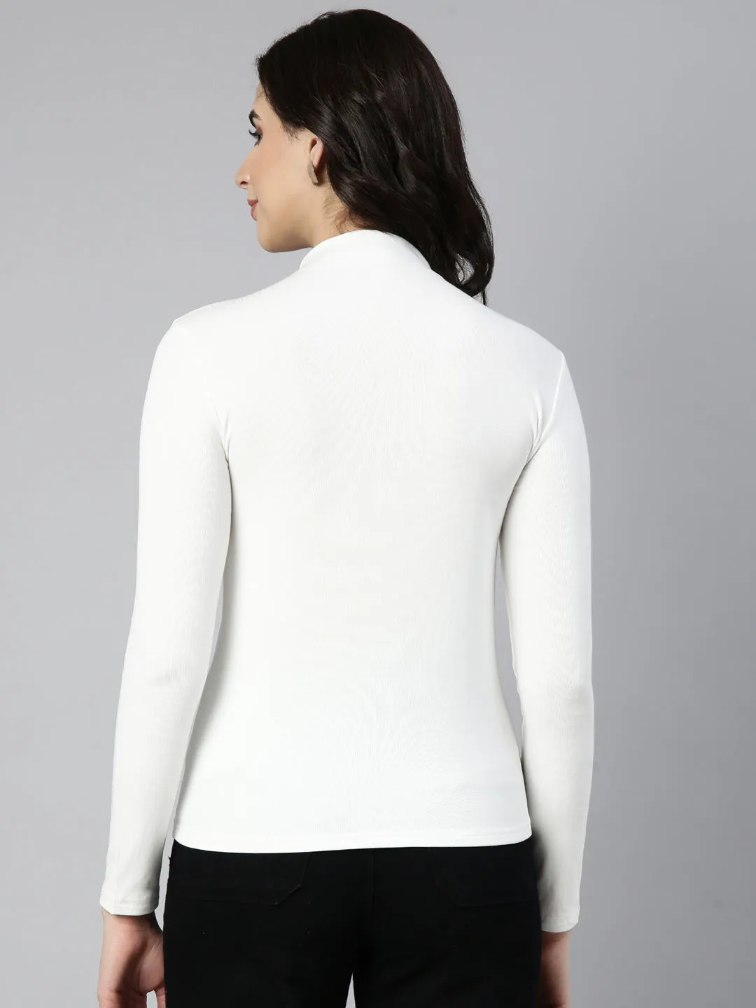 Women Solid Off White Top Comes with Neck Chain