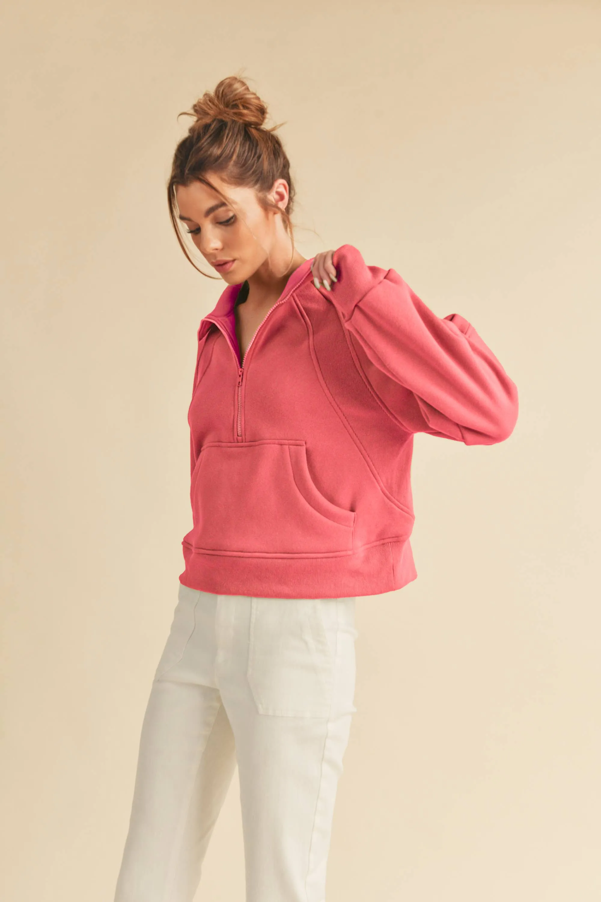 Womens Half Zip Pullover Sand