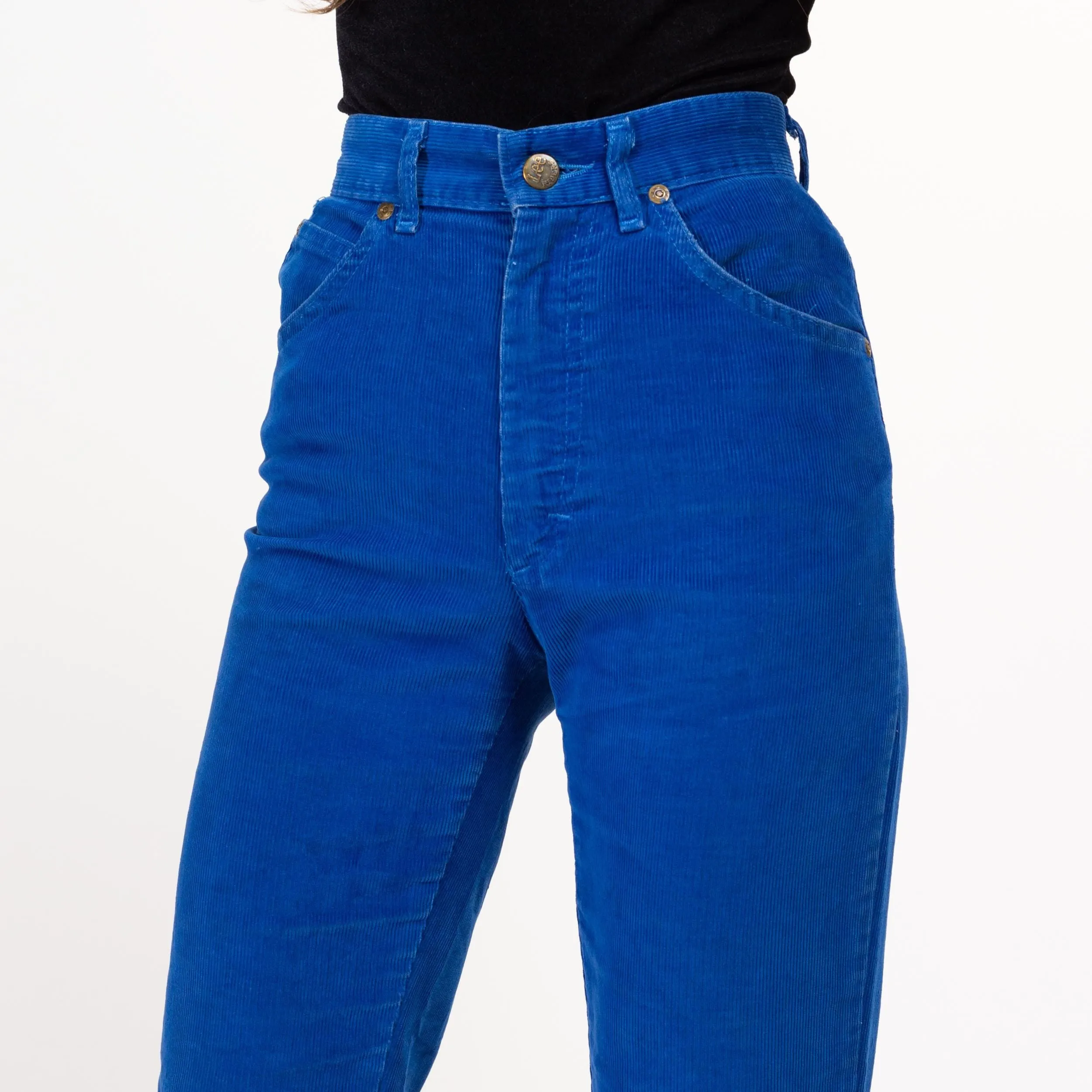 XXS 80s Lee Riders Royal Blue Corduroy Pants 23" Long