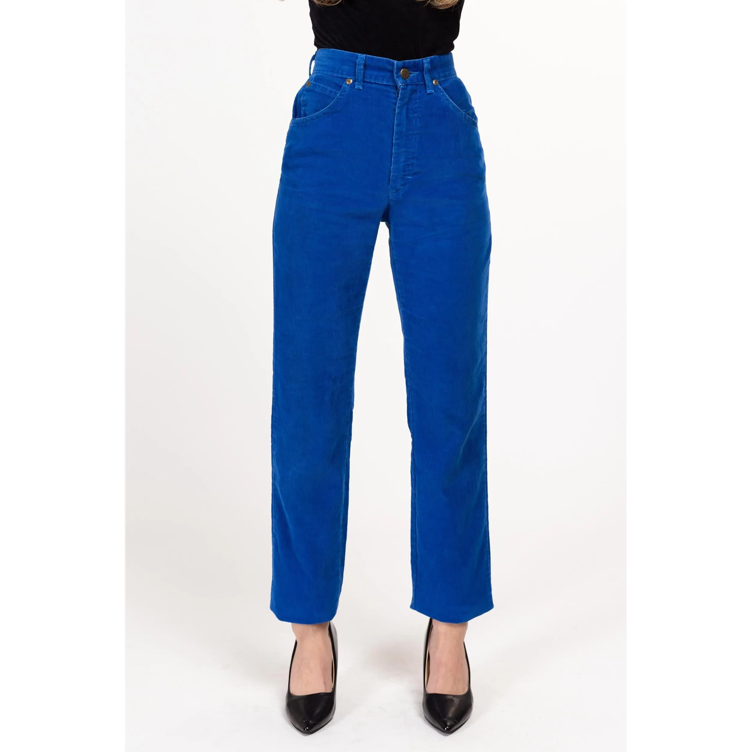 XXS 80s Lee Riders Royal Blue Corduroy Pants 23" Long