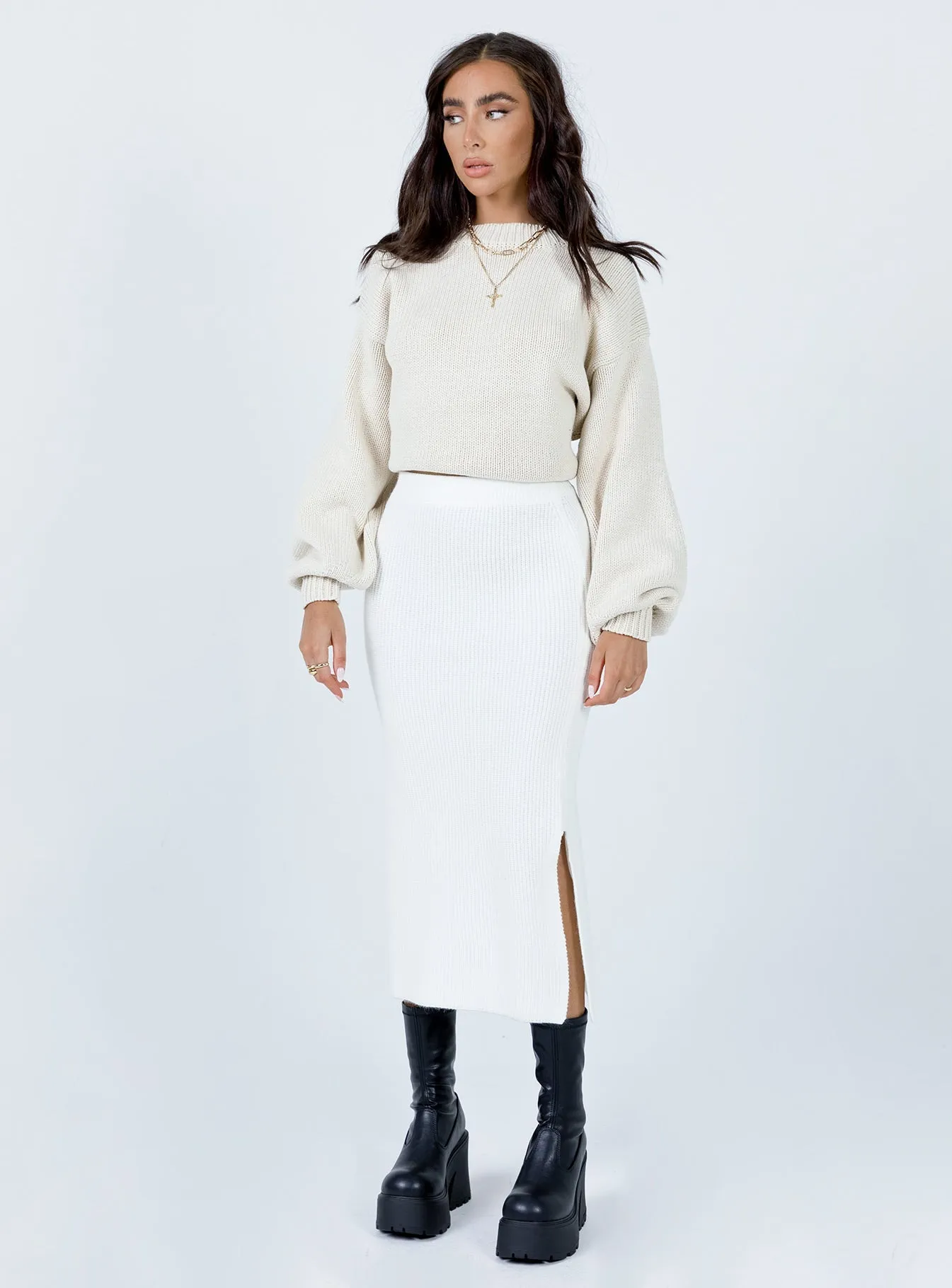 Zanna Midi Skirt White
